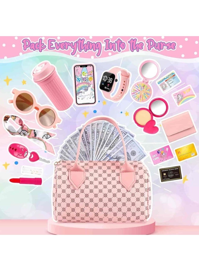 ميتوي بونتي اللعب محفظة للفتيات الصغيرات ، 32 قطعة طفل محفظة مع التظاهر ماكياج للأطفال ، ألعاب الأميرة تشمل حقيبة يد ، الهاتف ، ساعة اليد ، وشاح حريري الاطفال لعبة محفظة هدية عيد ميلاد للفتيات 3 4 5+ - Image 2